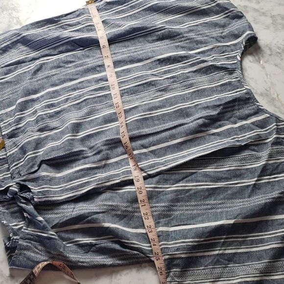 Time and Tru Navy Blue and White Stripped Blouse - Picture 7 of 10